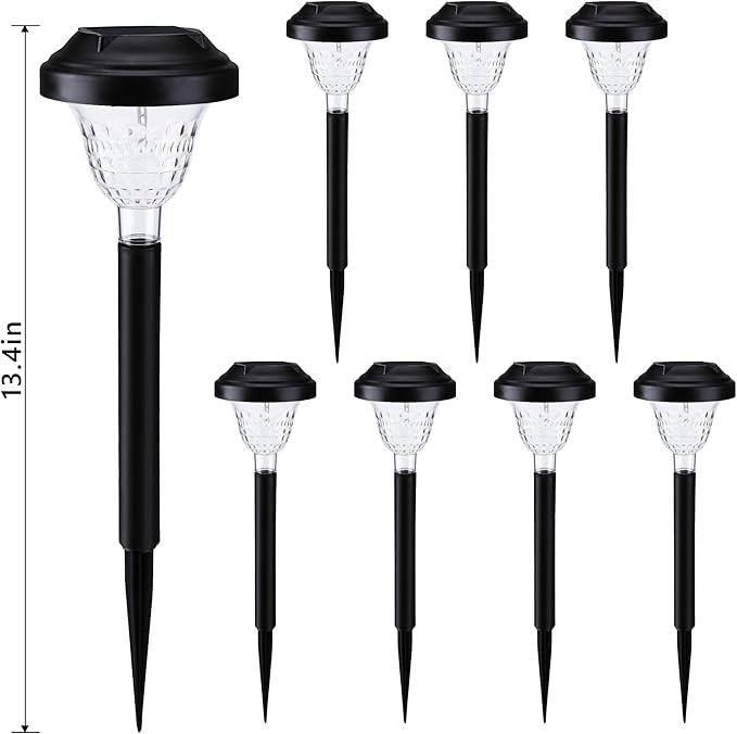 Joomer Solar Pathway Lights, 8Pack 10LED Solar Landscape Lights with Auto Lighting Sense & 2 Modes, Waterproof Outdoor Walkway Light, White Cascading Garden Light for Yard, Patio, Lawn, Driveway