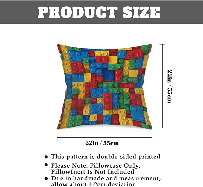 22x22 Inch Outdoor Pillow Covers Set of 2 Waterproof Throw Pillow Covers Decorative Couch Cushion Covers Colorful Block Square Pillowcases Protectors for Patio Garden Sofa