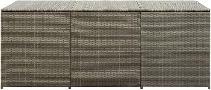 Patio Storage Box Deck Storage Box Outdoor Storage Box Indoor Wicker Storage Bin for Patio Furniture Cushions, Pillows, Garden Tools, Poly Rattan Gray, 70.8"x35.4"x29.5"