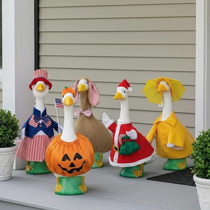 Fox Valley Traders Official Gaggleville 23" Large White Goose, Plastic Garden Décor, Vibrant and Clean Painted Goose Feet - Indoor or Outdoor Decorative Figurine for Garden, Patio, or Entryway Accent