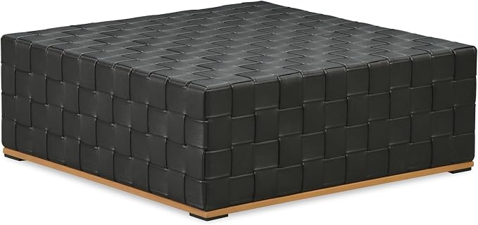 PURPLE LEAF Patio Furniture Set Coffee Table Outdoor Sectional Sofa Patio Conversation Set with Olefin-Blend Fabric and Modern PU Leather Base, Patio Couch for Porch, Balcony, Garden, Black
