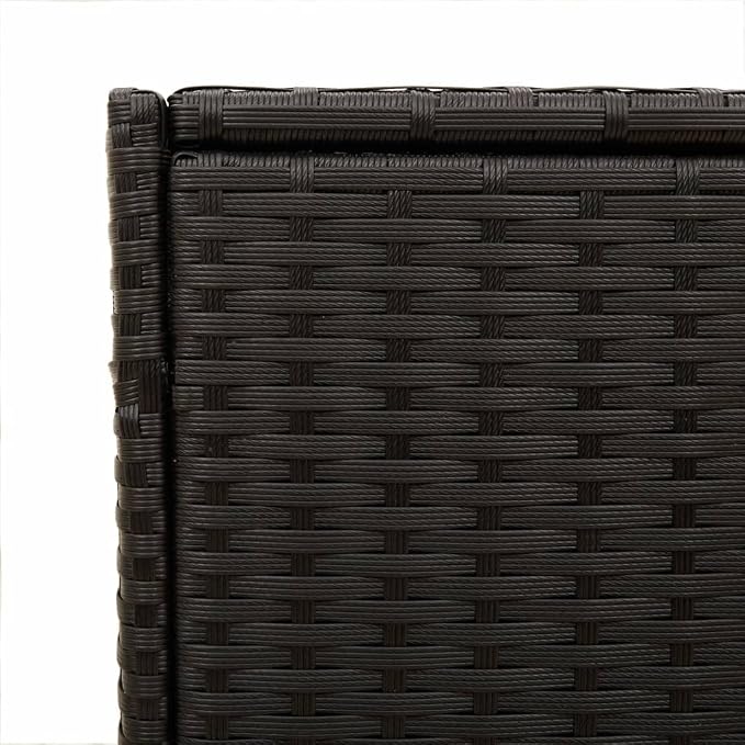 Black Outdoor Deck Box 74.8 Gallon 21.7 x 50 x 23.4 in PE Rattan Storage Chest on Wheels for Patio Garden Balcony