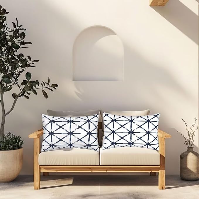 Outdoor Pillows Waterproof Set of 2 Outdoor Pillow Covers 16x24 Inch, Modern Throw Pillows Striped Pillow Covers, Garden Decorative Pillows Outdoor Pillows for Patio Furniture Car Home Decor -hs345