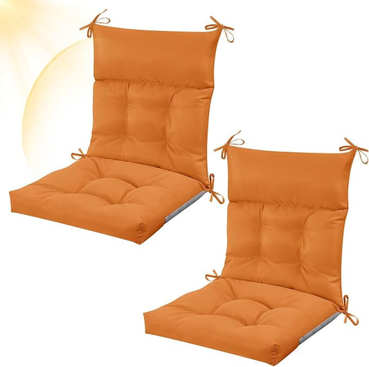 Sintuff 2 Pcs 44 x 21 x 4 Outdoor Chair Cushion Patio Chair Cushions Seat/Back Tufted Pillow with Ties Water Resistant Replacement Indoor Patio Furniture Outdoor Furniture (Solid Color,Orange)