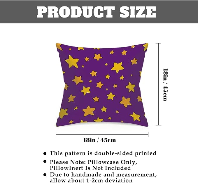 18x18 Inch Outdoor Pillow Covers Set of 2 Waterproof Throw Pillow Covers Decorative Couch Cushion Covers Yellow Stars Purple Square Pillowcases Protectors for Patio Garden Sofa