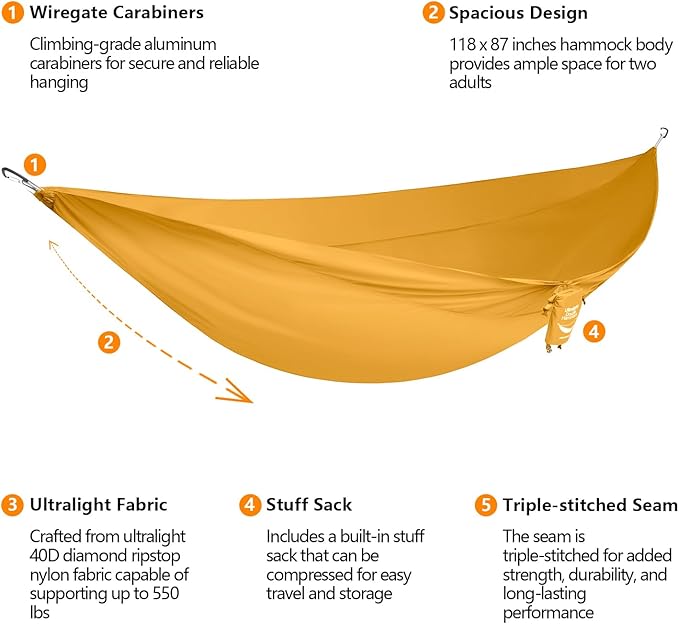 anymaka Set Up in 3 Seconds Adjustable Portable Aluminum Alloy Hammock Stand for Outside with Chair Mode & Lounge Mode up to 105'' (Full Pack Yellow-1)