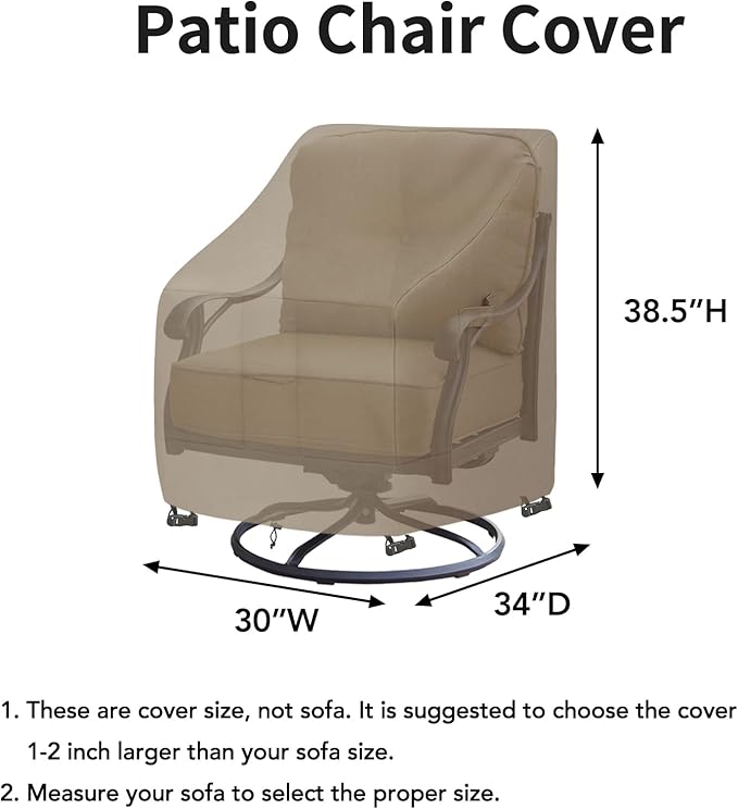 Easy-Going Waterproof Outdoor Swivel Chair Cover UV Resistant Patio Chair Cover Weatherproof Lawn Outdoor Furniture Cover with Tape Sealed Seam (2 Pack-30Wx34Dx38.5H inch, Camel)