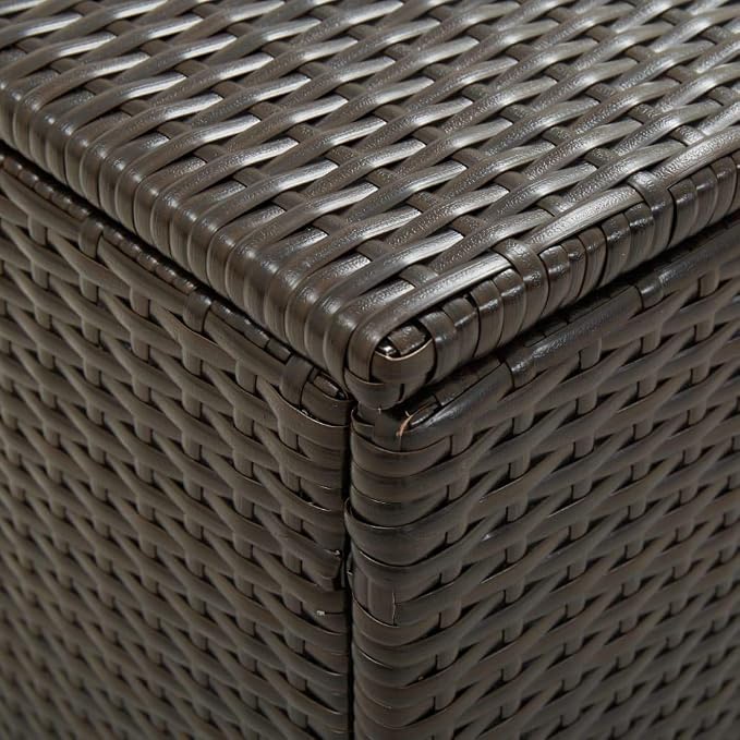 Wicker Patio Storage Box with PE Liner, Patio PE Rattan Storage Container, Outdoor Storage Box for Cushions, and Garden Tools, Poly Rattan 78.7"x19.6"x23.6" Brown,-897