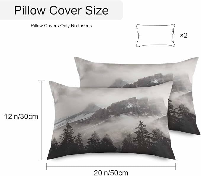 National Parks Waterproof Outdoor Pillow Covers Set of 2 Home Decor, Canadian Smokey Mountain Cliff Idyllic Pillowcase Patio Pillow Covers for Couch Bench Furniture Garden 20x12in