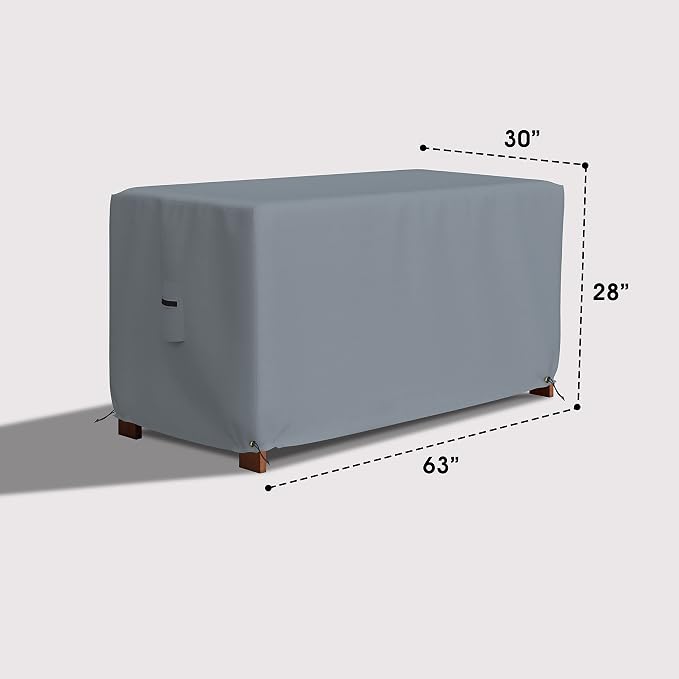Covers & All Patio Deck Box Cover - Heavy Duty 18 Oz Waterproof Outdoor Yard Cushion Storage Box Protection 100% Weather Resistant with Air Pockets and Drawstring. (63” W X 30”D x 28”H, Grey)