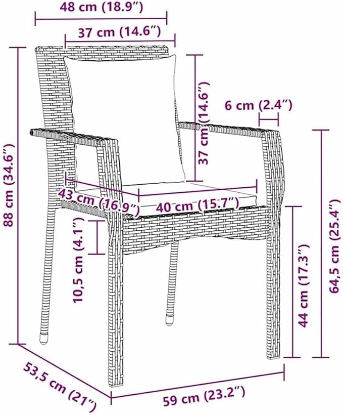 Afuera Living 7-Piece Outdoor Garden Dining Set, Poly Rattan, Black Finish, Cushioned Seating for 6, Tempered Glass Tabletop, Weather-Resistant, Modern Patio Furniture for Dining & Entertaining