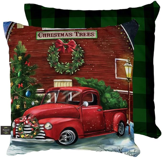 Briarwood Lane Indoor/Outdoor Pillow 17x17 Christmas Tree Farm Decorative for Christmas Pillow