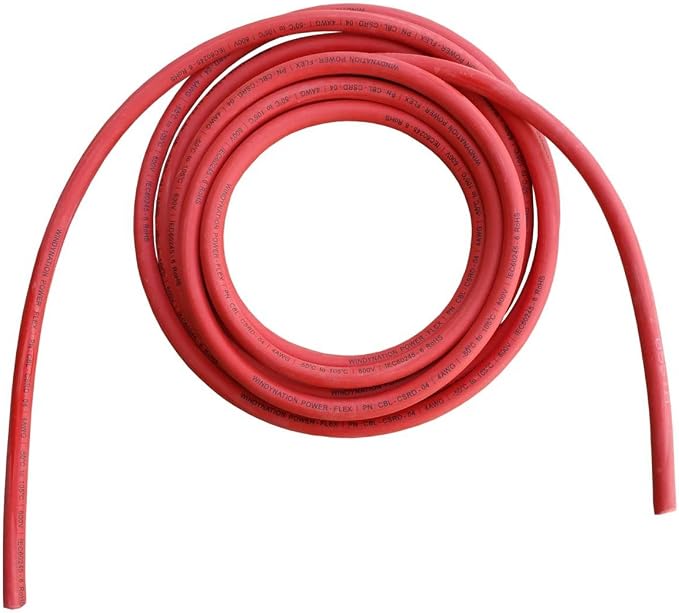 WindyNation 4 Gauge AWG (4 Feet Black + 4 Feet Red) Power Inverter Battery Cable Wire Kit for DC to AC Inverters RV, Car, Solar, Marine, Off-Grid