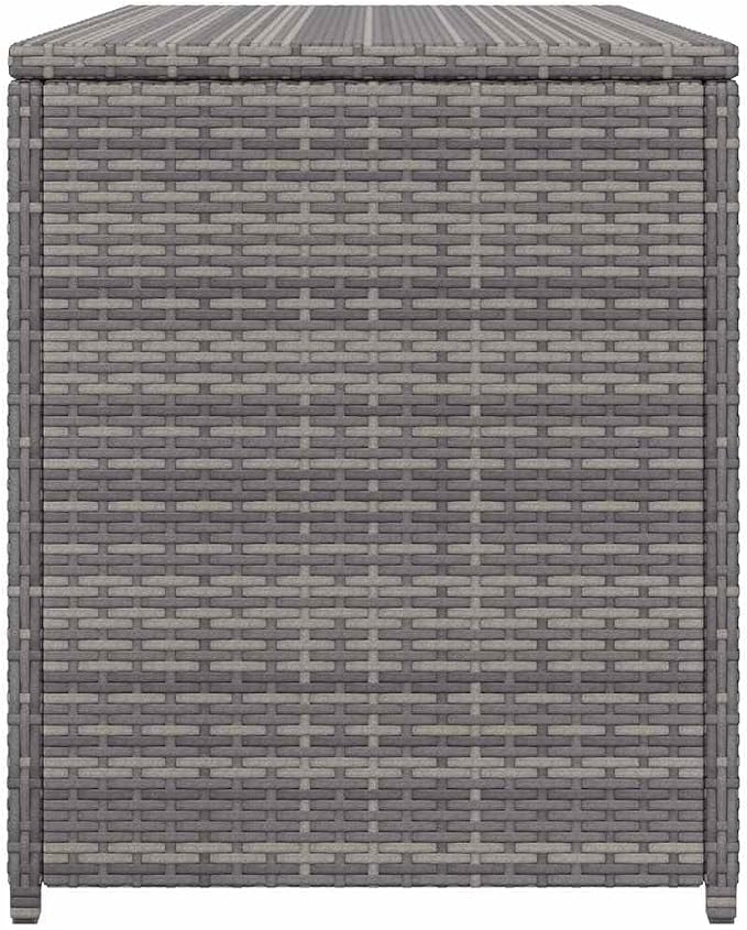 Grey Poly Rattan Deck Box 47x47x24 in Outdoor Storage Chest with Collapsible Frame, UV & Rain-Resistant Patio Garden Ottoman for Cushions, Tools & Toys, Assembly in Two