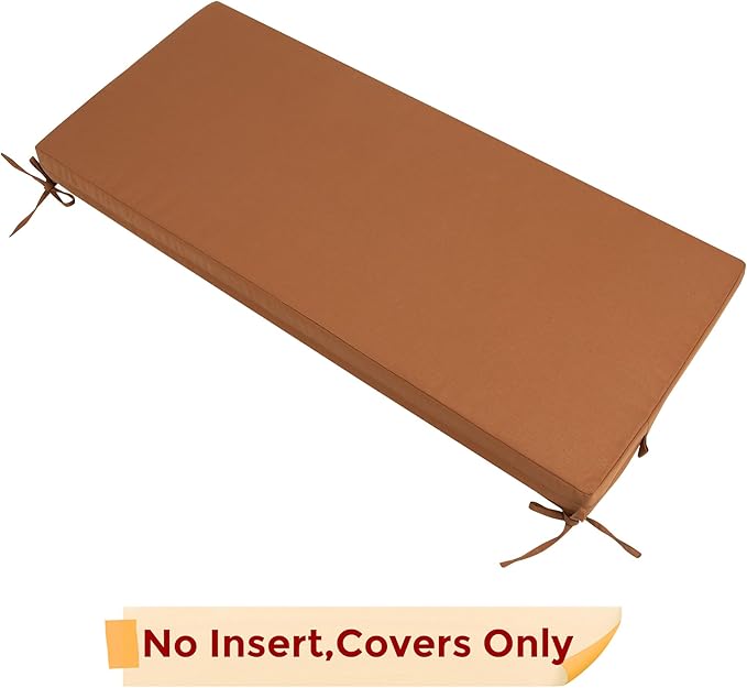 FUNHOME Outdoor Bench Cushion Cover 54 x18 x 3 inch,Water Resistant Cover with Zipper&Ties,Fade-Resistant Slipcover,Patio Porch Swing Cushion Cover Replacement Only,No Insert(Orange)