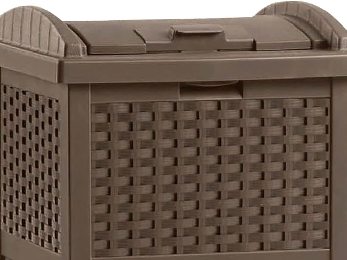 Suncast 3 Pack 33 Gallon Commercial Outdoor Trashcan Hideaway with Lid for 30 to 33 Gallon Trash Bags for Garage, Backyard, or Garden, Brown