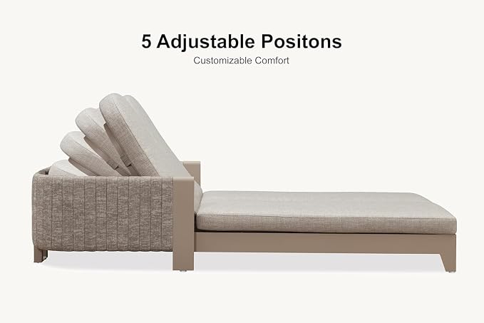 PURPLE LEAF Patio Furniture Set with 2-Person Chaise Lounge 7 Pieces Outdoor Conversation Sets with Coffee Table Patio Sofa with Cushions Weaving Deep Seating Furniture for Porch Lawn Backyard Beige