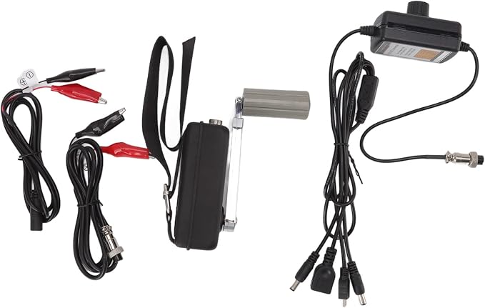 Hand Crank Generator Portable 30W Small Black Alloy Emergency Charger - High Efficiency, Shockproof, Ideal for Outdoor Use