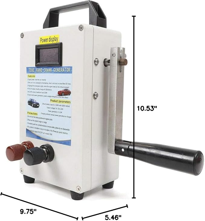 DNYSYSJ Outdoor Manual Dynamo Generator, Hand Crank Generator, Portable Emergency USB Charger Power Supply Solar Energy Storage Generator for Camping Energy Tool, 150W