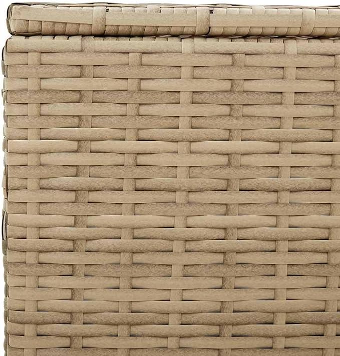 Mix Beige PE Rattan Garden Storage Box, Medium Cushion Storage for Patio and Deck Organization