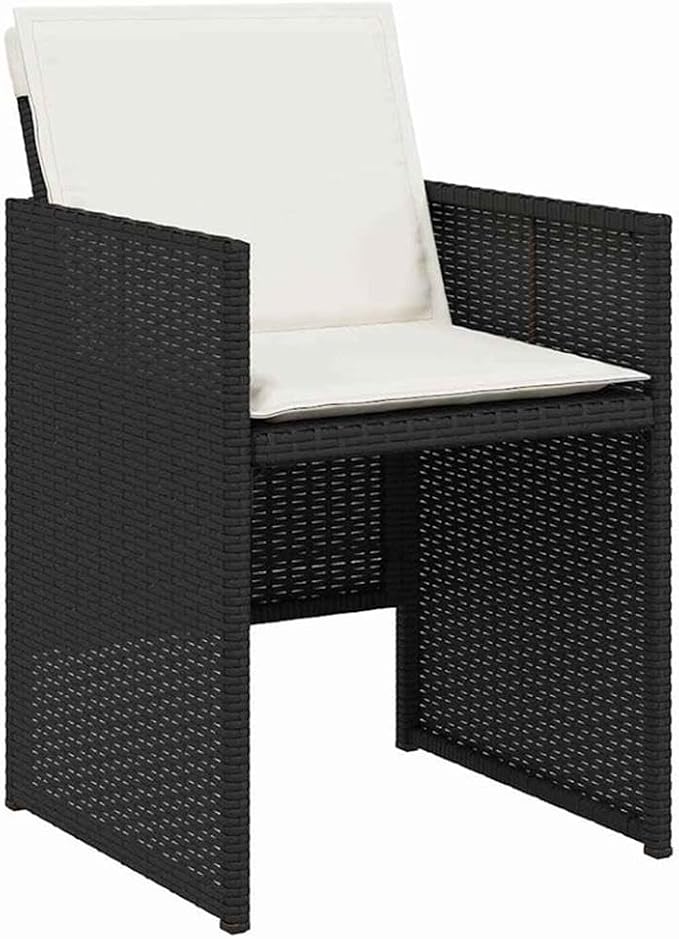 Afuera Living 5-Piece Poly Rattan Garden Dining Set, Black Finish, Metal Frame and Tempered Glass Tabletop, Modern Patio Furniture for Outdoor Meals, Weather-Resistant Seating for 4