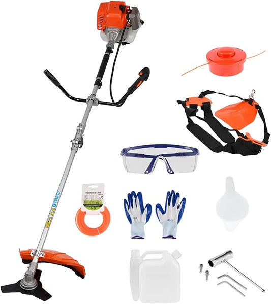 52CC Gas String Trimmer & Petrol Hedge Trimmer Cordless, 2 in 1 Full Functioning Gas Lawn Mower Brush Cutter, 2-Stroke Grass Trimmer Cordless String Trimmer Gas Powered Hedge Shears New