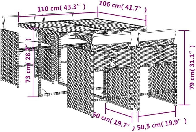 5-Piece Patio Dining Set with Cushions Black PE Rattan Outdoor Furniture Set for Garden Backyard Balcony Porch