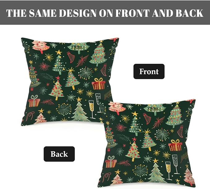 22x22 Inch Outdoor Pillow Covers Set of 2 Waterproof Throw Pillow Covers Decorative Couch Cushion Covers Merry Christmas Tree Square Pillowcases Protectors for Patio Garden Sofa