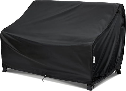 Waterproof Patio Sofa Cover 60"W x 35"D x 32"H, Outdoor Loveseat Couch Windproof Cover with Buckle Straps & Air Vents, UV Resistant, Black