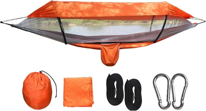 Quick Setup Hammock Including Netting and Canopy Perfect for Backyard or Holiday Sun Shelter Hammock