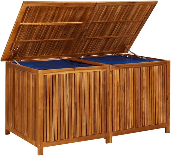 Solid Wood Outdoor Storage Bench,Solid Acacia Wood Garden Deck Box Patio Storage Box with Liftable Top Outdoor Wooden Storage Container for Patio,Backyard,Poolside, 59.1"x31.5"x29.5"