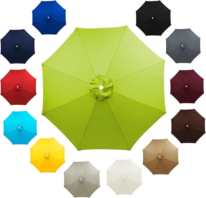 6 Ribs 8 Ribs Patio Umbrella Replacement Canopy 6.5ft 7.5ft 8.2ft 8.9ft 9.8ft 11.5ft UV Protection Waterproof Replacement Parasol Fabric Cover for Garden Outdoor Lawn(Grass Green,11.5ft/8ribs)
