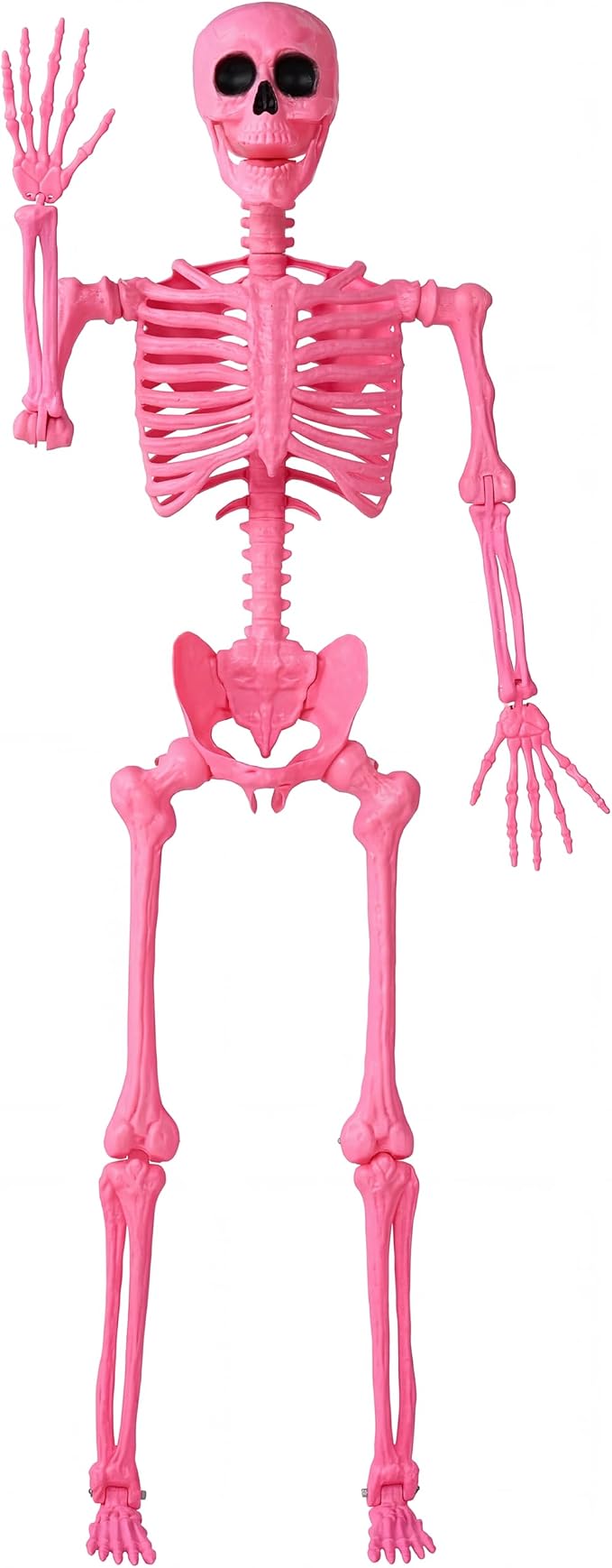 JOYIN 5.6 FT Halloween Posable Skeleton Life Size, Giant Outdoor Yard Skeletons, Pink Plastic Skeleton with Movable Joints for Haunted House Props, Halloween Decorations, Spooky Scary Skeletons Party