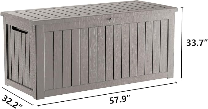 Outdoor Storage Box 270GAL Waterproof Resin Deck Box,UV-Resistant Lockable Delivery Bin for Garden Tools,Large Patio Outside Cushions,Pool Accessories Supplies,Chest,Furniture,Package,Grey