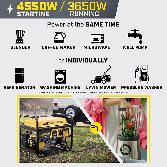 Champion 3650-Watt RV-Ready Portable Generator with CO Shield