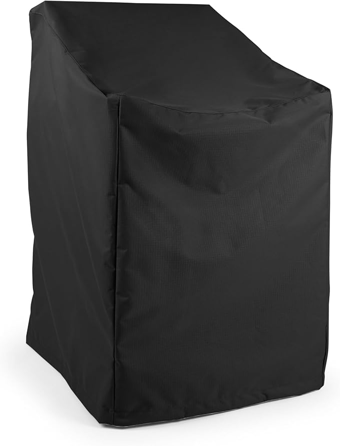 Covermates Ultima Outdoor Bar Chair Cover – Heavy-Duty 600D Waterproof Armless Bar-Height Patio Chair Protector with Drawcord Hem, Buckle Straps & Covered Mesh Vent, 26W x 28D x 48H, Ripstop Black