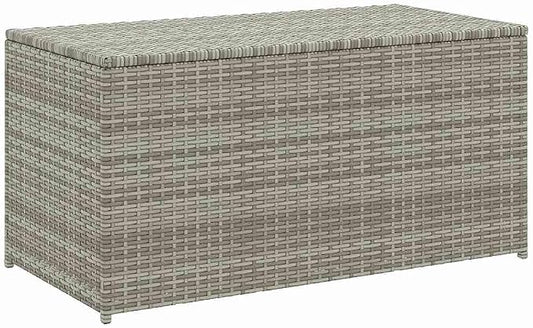 Poly Rattan Patio Storage Box 39.4x19.7x19.7 Inches Gray with Zippered Liner for Cushions and Gardening Supplies