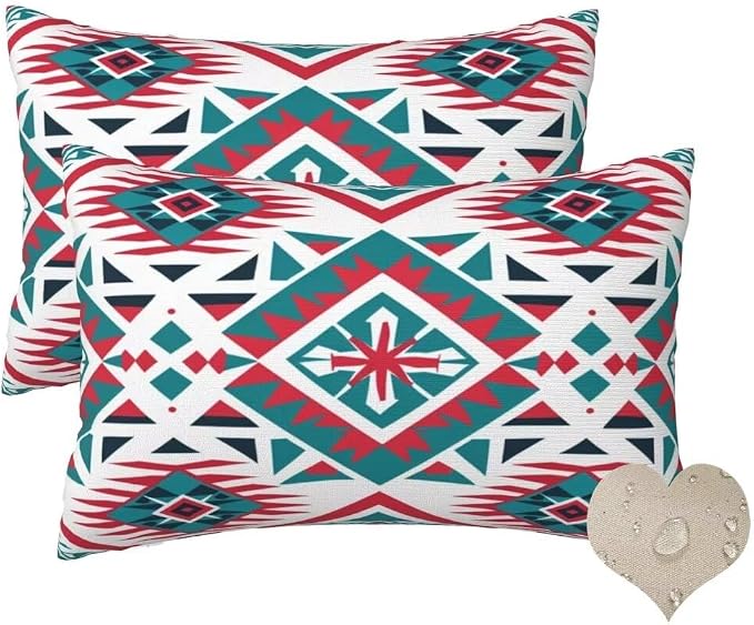 Outdoor Pillows Waterproof Set of 2 Outdoor Pillow Covers 16x24 Inch, Boho Throw Pillows Ethnic Pillow Covers, Summer Garden Decorative Pillows Outdoor Pillows for Patio Furniture Car Home Decor-hs207