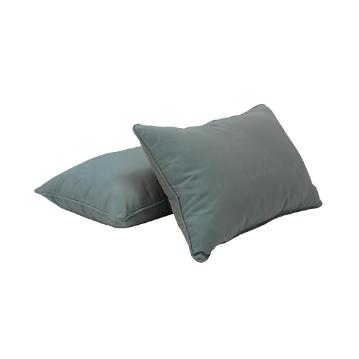 Factory Direct Partners Presidio 12" x 20" Lumbar Decorative Throw Pillow Set with Piping for Indoor/Outdoor Furniture UV, Fade, Weather-Resistant Olefin Fabric (2-Pack) - Dusty Turquoise, 13812-137