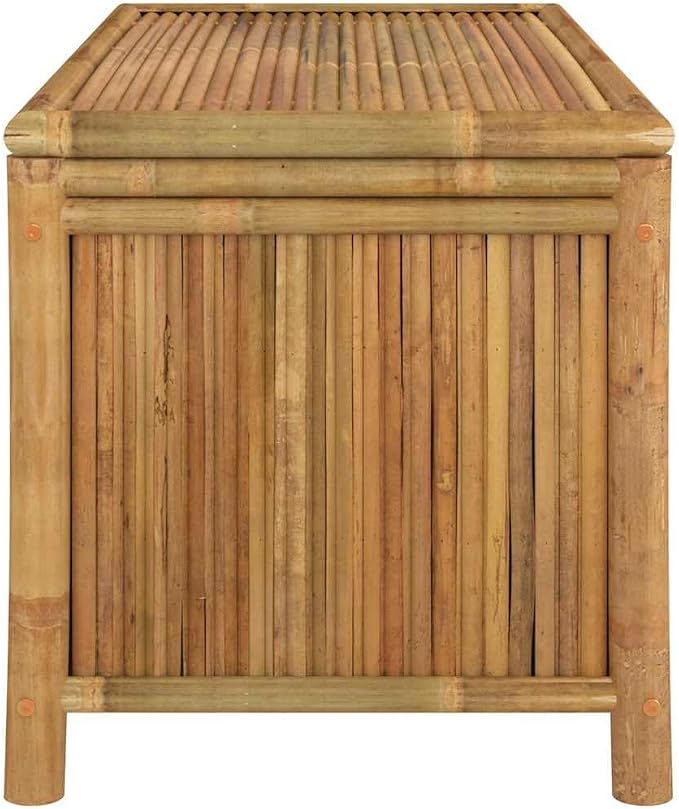 Bamboo Garden Storage Box 43.3"x43.3"x21.7" Large Outdoor Cushion Chest with Zip Lid, Breathable Fabric Bamboo Fiber, Robust Deck Box for Patio, Poolside, Balcony