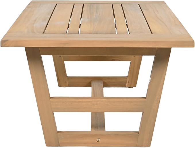 Christopher Knight Home Jamaia 2 Pieces Acacia Furniture Set, Patio Conversation Chat 2-Seat Sofa Set with Coffee Table, Outdoor Acacia Loveseat Set for Garden Porch Backyard Balcony, Light Teak+Beige