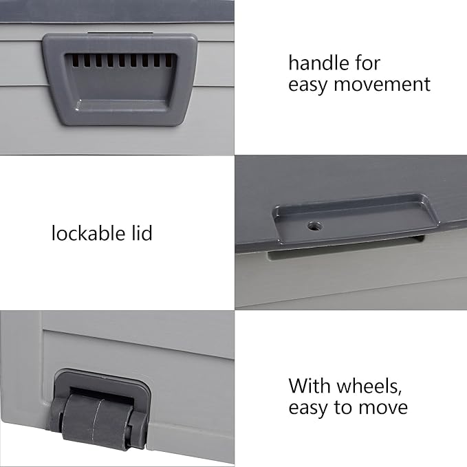 Yescom 75Gal 260L Deck Storage Box 44" x 21.3" x 19.3" for Tools Cushions Seat Lockable Grey