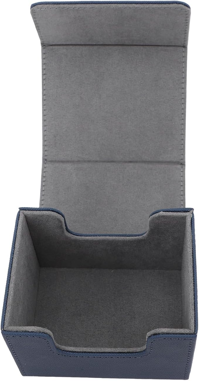 Zunate Card Deck Box with Magnetic Flap Lid, Large Capacity PU Leather Storage Box/Cover for Game Cards and Tarot Cards, Black, Holds Up to 100 (Blue)