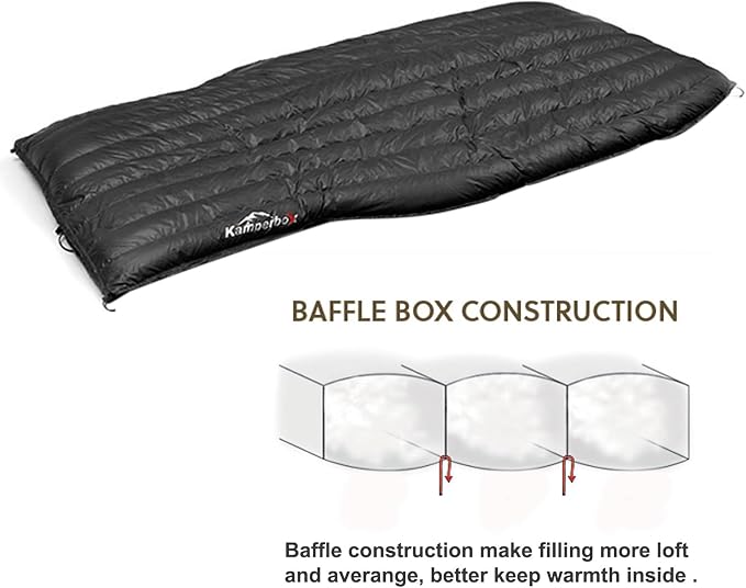 Camping Hammock Duvet with Duck Down Fill, All Weather Windproof Underquilt for Backpacking and Hiking, Lightweight Hybrid Sleeping Gear for Outdoor Adventures (Black)