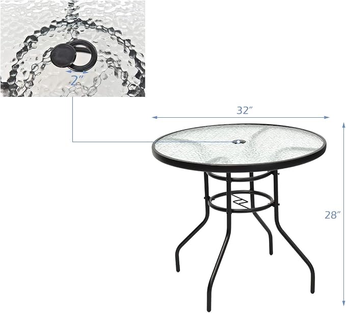 S AFSTAR 5 Pieces Patio Dining Set, 4 Folding Chairs with Table, Portable Wicker Chairs Furniture Set for Outdoor Garden Backyard (4 Chairs w/ 28''H Classic Round Table)