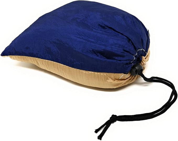 Compact Lightweight Parachute Nylon Single Portable Hammocks for Hiking, Travel, Backpacking, Beach, Survival, Outdoors (Blue/Light Gold)