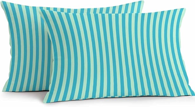 Lumbar Pillow Covers 20x12 Inch Set of 2, Modern Striped Waterproof Outdoor Cushion Covers, Geometric Abstract Minimalist Decorative Pillowcases for Couch, Sofa, Bed, Garden, Patio