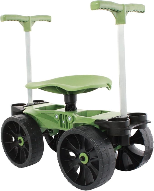 TheXceptional Wheelie Easy-Up EX530 Rolling Garden Stool & Cart with Wheels | Ergonomic rolling garden seat & scooter with Easy-Up handles for seniors. Made in USA by Vertex. 360° swivel, 10" wheels.