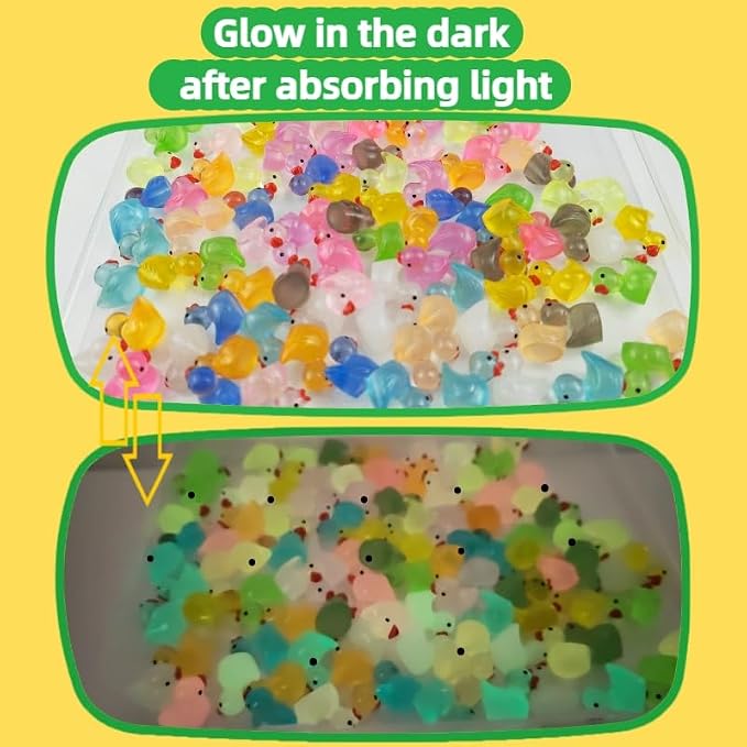 120PCS Mini Luminous Resin Ducks 12 Colors | Tiny Colorful Resin Ducks, Miniature Little Plastic Animal Figures for Micro Landscape Fish Tank Garden Dollhouse DIY Decor
