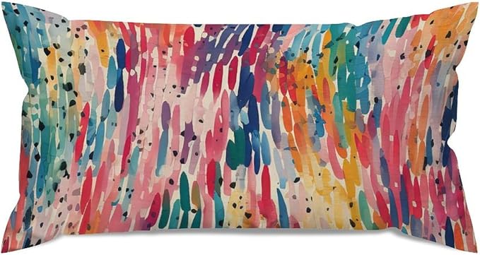 Lumbar Cushion Cover Make It Rain Fiesta Pillows Modern Rainbow Colorful Pillow Cover Accent Decorative Cushion Cases Home Decor for for Couch Sofa Farmhouse Decor 12x24in